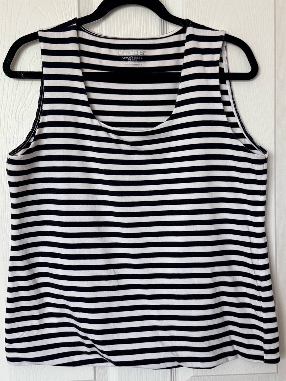 Chico's Black & White Striped Scoop Neck Tank